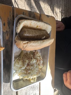 Wurst and sauerkraut   at Gemüt Biergarten in Columbus