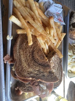 Reuben and frittes   at Gemüt Biergarten in Columbus