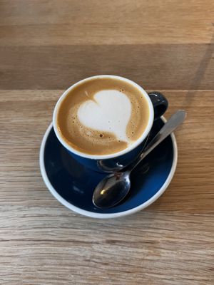 Flat white with oat milk - perfect shot of espresso  at Beam Me Up Bagels - City in Dunedin