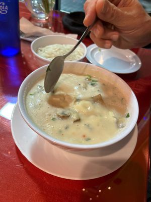Tom something 😂 soup with side noodles   at Thai E-San in Myrtle Beach