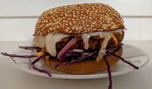 Milanesa Torta at La Taquiza Vegana in Portland