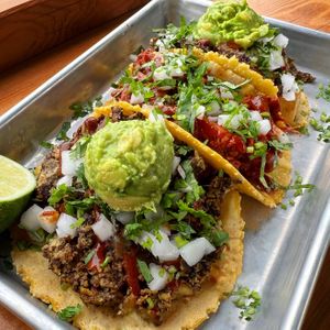 3 Taco Plate - Chorizo & Birria  at La Taquiza Vegana in Portland