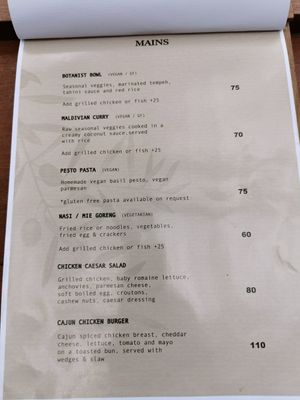 Menu (11/22) during reconstruction of the venue at The Botanist in Banjar