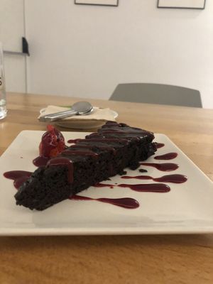 Brownie (comes usually with vanilla ice but they ran out of it)  at Veganashi - Gluten Free Sushi in Barcelona