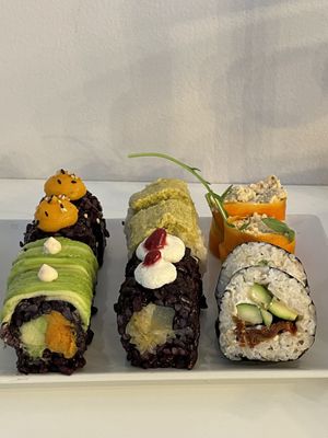 Mix of vegan sushi at Veganashi - Gluten Free Sushi in Barcelona