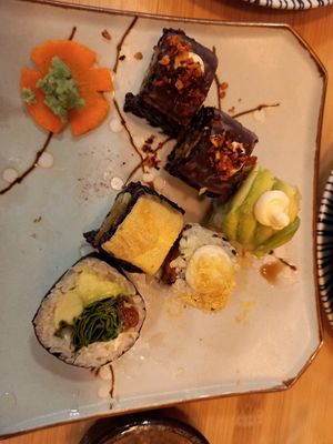 Restos de degustación de sushi at Veganashi - Gluten Free Sushi in Barcelona