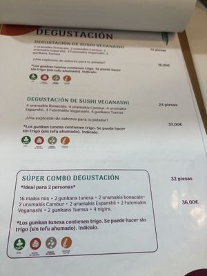 Menú degustación  at Veganashi - Gluten Free Sushi in Barcelona