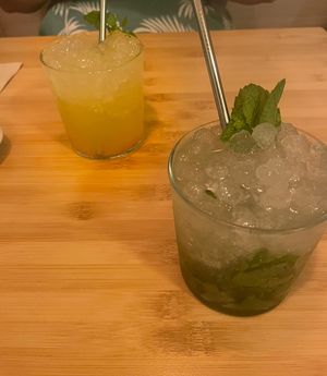 Mocktail (back), cocktail (front)  at Veganashi - Gluten Free Sushi in Barcelona