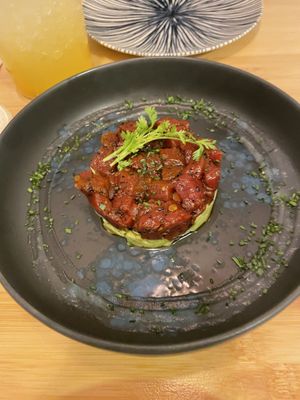 Watermelon and avocado tartar  at Veganashi - Gluten Free Sushi in Barcelona