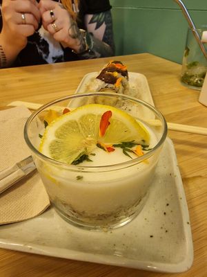 Lemon mousse at Veganashi - Gluten Free Sushi in Barcelona