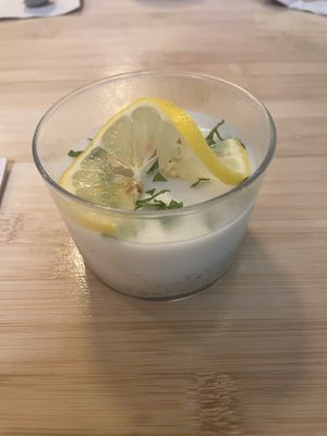 Lemon & mint mousse  at Veganashi - Gluten Free Sushi in Barcelona