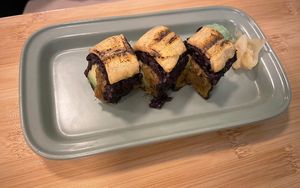 Starter with leek at Veganashi - Gluten Free Sushi in Barcelona