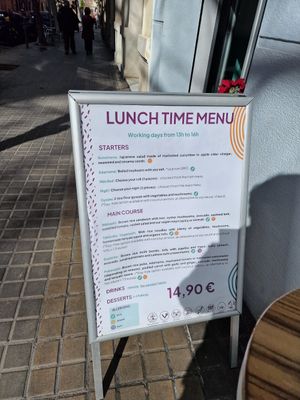 Day menu at Veganashi - Gluten Free Sushi in Barcelona