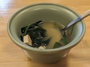Miso soup at Veganashi - Gluten Free Sushi in Barcelona