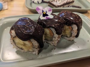 Banana sushi at Veganashi - Gluten Free Sushi in Barcelona