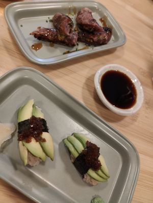 Vegan sushi and gyoza at Veganashi - Gluten Free Sushi in Barcelona