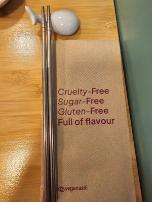 Whale chopstick holders 👌🥢🐳 at Veganashi - Gluten Free Sushi in Barcelona