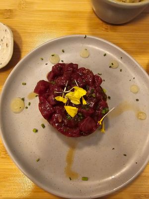 Watermelon tartare with avocado at Veganashi - Gluten Free Sushi in Barcelona