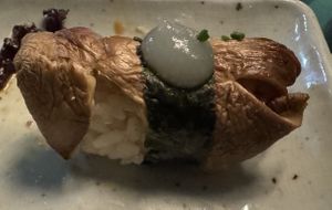 Mushroom nigiri .  at Veganashi - Gluten Free Sushi in Barcelona