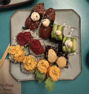 Mixed Sushi Plate (2/3).  at Veganashi - Gluten Free Sushi in Barcelona
