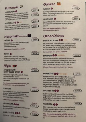 Menu (2/2).  at Veganashi - Gluten Free Sushi in Barcelona