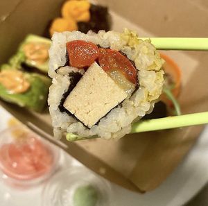 Uramaki escalivat  at Veganashi - Gluten Free Sushi in Barcelona