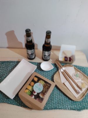 Asian beer and vegan sushi... at Veganashi - Gluten Free Sushi in Barcelona