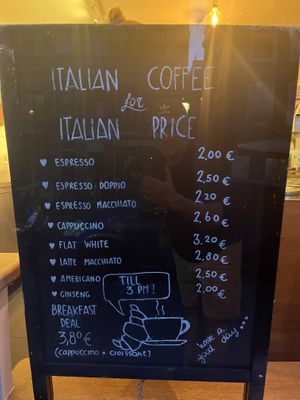 Coffee menu  at Massimo Gelato - Hanzenstraat in Amsterdam