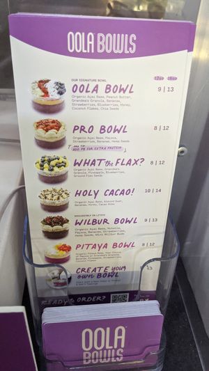 Menu at Oola Bowls - Central Market in Lancaster