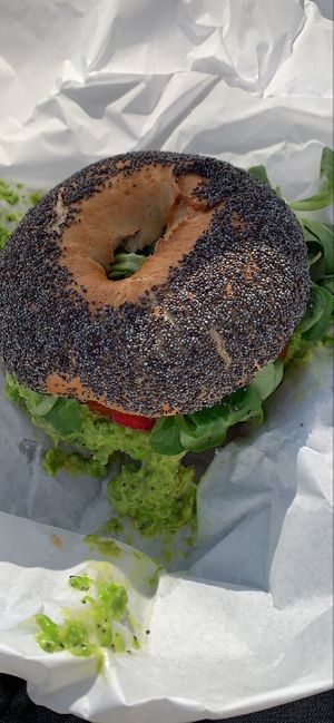 Vegan bagel  at Budapest Bagel in Vienna