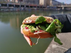 Vegan Bagel at Budapest Bagel in Vienna