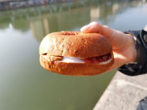 Peanut Butter Bagel at Budapest Bagel in Vienna