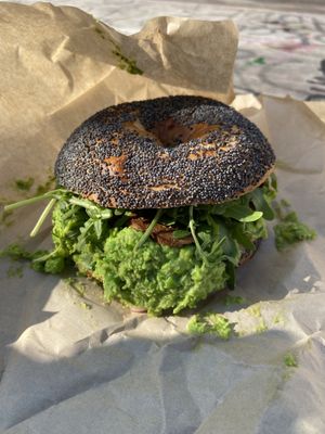 Vegan bagel at Budapest Bagel in Vienna