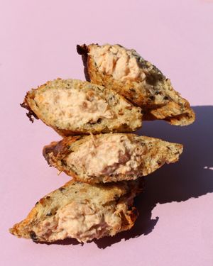 jackfruit “tuna” sandwiches at kalebreak in Bangkok