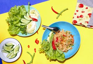 somtum sao esaan at kalebreak in Bangkok