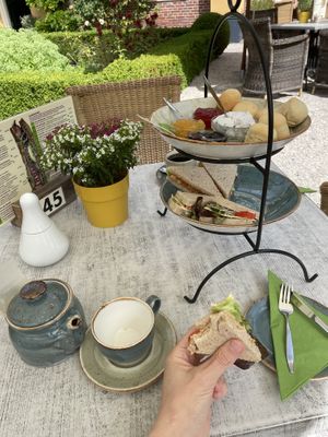 Scones and sandwich tray, fully vegan  at De Theefabriek in Houwerzijl