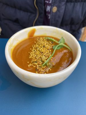 Pumpkin & ginger soup at Pequeno Café e Bistrô - Arroios in Lisbon