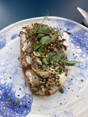 Toast with mushrooms ❤️  at Pequeno Café e Bistrô - Arroios in Lisbon