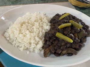 Rice with black beans  at Estrella Negra in San Pedro De Atacama