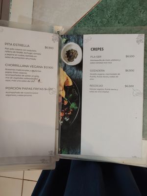 Menu at Estrella Negra in San Pedro De Atacama
