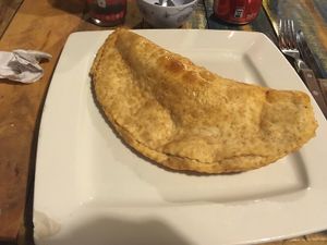 Huge empanada at Estrella Negra in San Pedro De Atacama