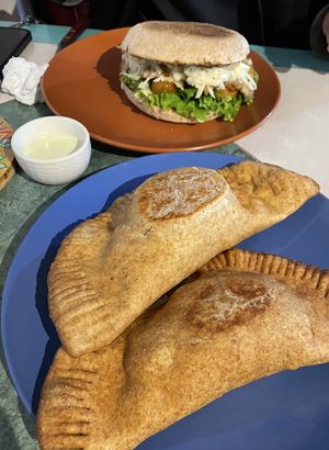 Sandwich & huge empanadas  at Estrella Negra in San Pedro De Atacama