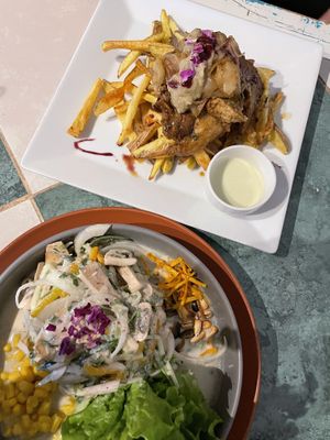 Seitan estrella & tofu/mushroom ceviche which was so tasty although very wet - tons of dressing  at Estrella Negra in San Pedro De Atacama