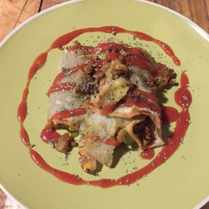 Canneloni with minced soya at Estrella Negra in San Pedro De Atacama