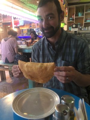 Giant empanadas  at Estrella Negra in San Pedro De Atacama