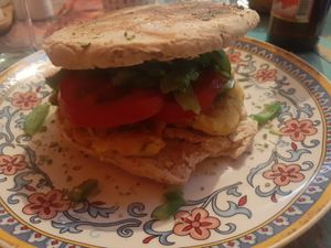 Chickpea Burger at Estrella Negra in San Pedro De Atacama