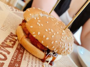 Signature Burger with black pepper  at Vegegood 素来很好 in Shanghai