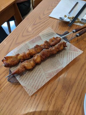 Hedgehog fungus kebab at Vegegood 素来很好 in Shanghai