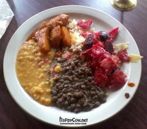 Lunch buffet plate at Kokeb in Winnipeg