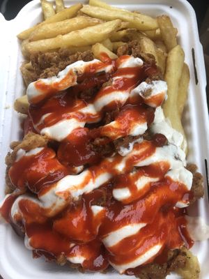 Hot Chick’hun Box with Skin on Fries  at Huns in Leicester